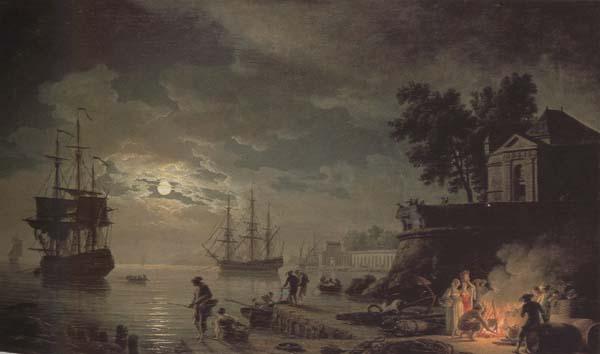 Claude-joseph Vernet Night,A Port in Moonlight (mk43) oil painting image